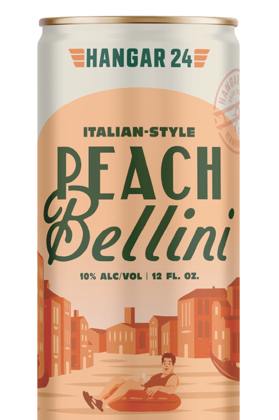 Peach Bellini can shot half