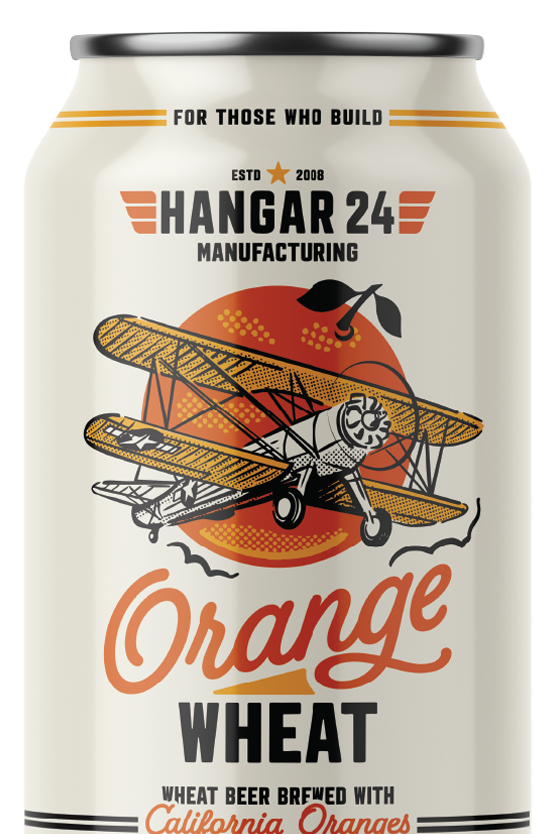 Orange Wheat beer can shot half