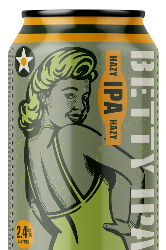 Betty IPA can shot half